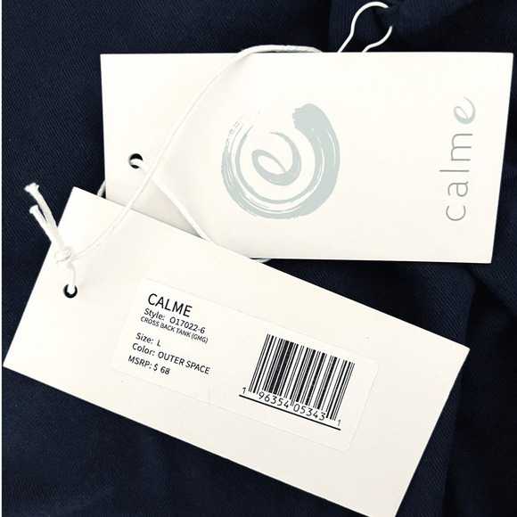 Johnny Was Calme NWT Cross Back Tank Deep Navy Outer Space Cropped Tank Top L - Picture 5 of 7